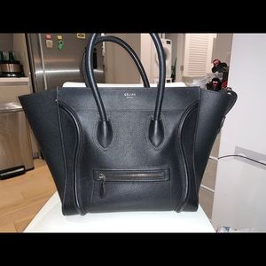 Celine Luggage Bag Black  Drummed Calfskin